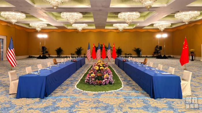 △中美元首會(huì)晤開(kāi)始前的現(xiàn)場(chǎng)。(總臺(tái)央視記者石丞拍攝)